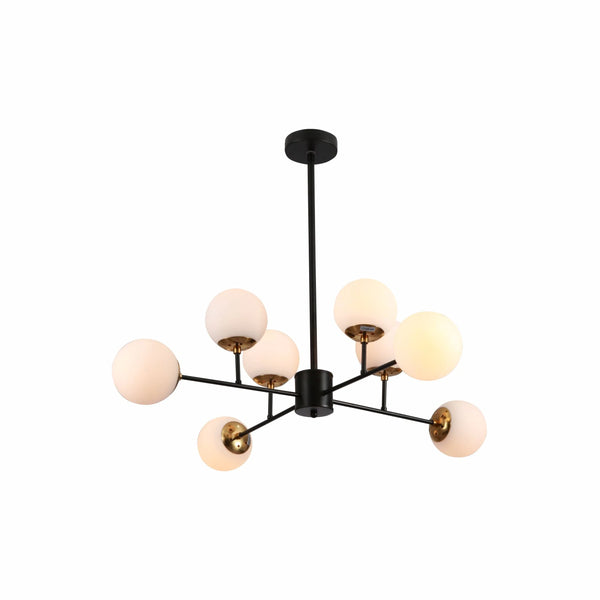 Stilnovo Amber or Opal Glass Globe Modern Sputnik Chandelier Ceiling Light E27