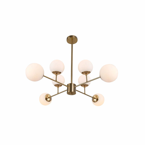 Stilnovo Amber or Opal Glass Globe Modern Sputnik Chandelier Ceiling Light E27