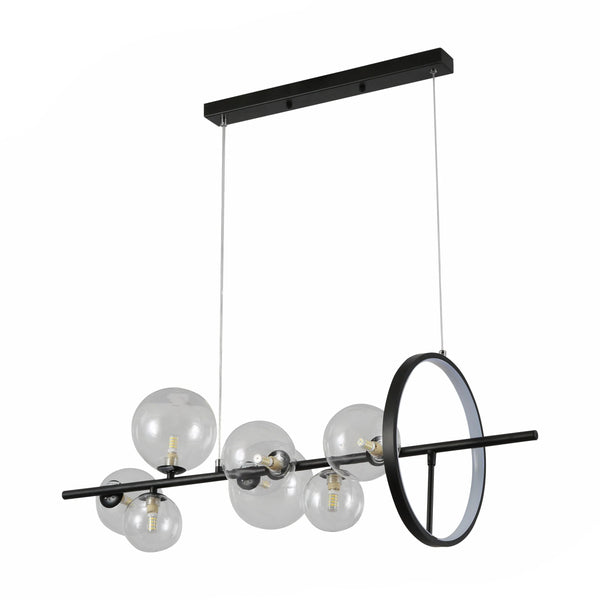 Expanse Ring Black Clear Globe Glasses Kitchen Island LED Chandelier Ceiling Light