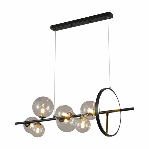 Expanse Ring Black Clear Globe Glasses Kitchen Island LED Chandelier Ceiling Light