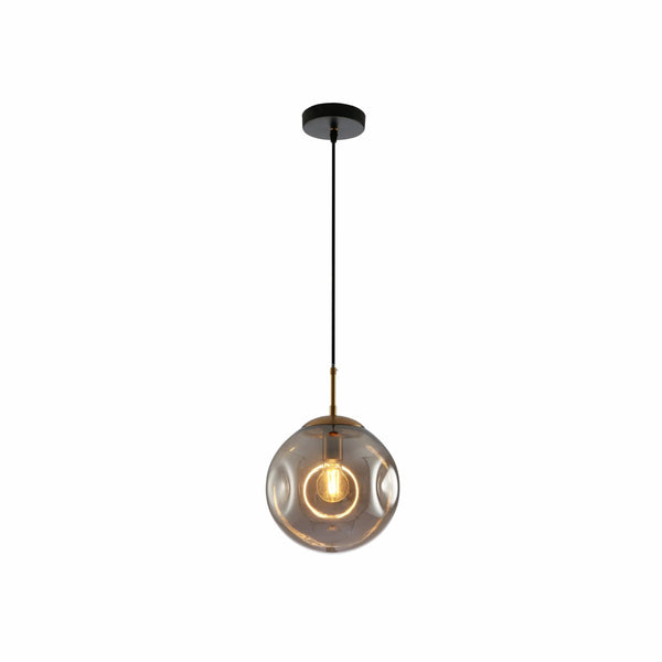 Amber or Smoky Glass Crater Pendant Ceiling Light E27