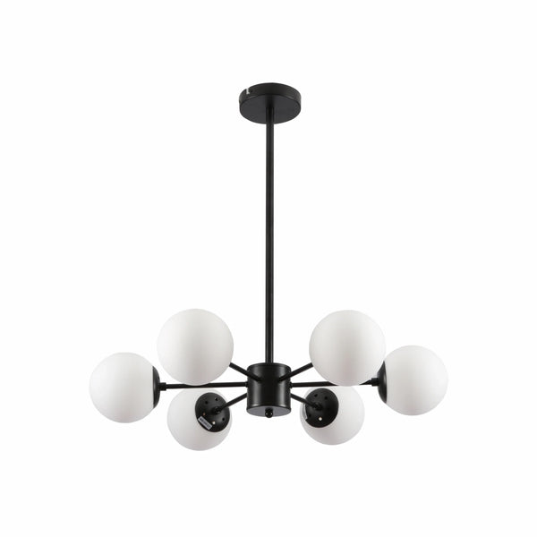 Snowflake Opal Globe Glass Black Body Ceiling Light E27
