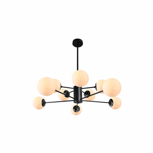 Snowflake Opal Globe Glass Black Body Ceiling Light E27