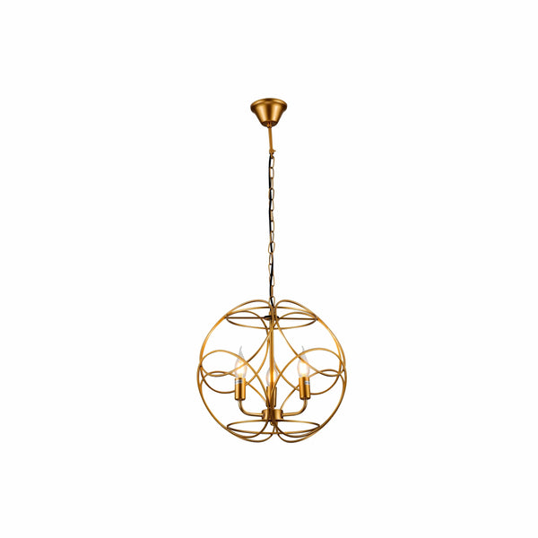 Gold Aluminium Bronze or Black Globe Cage Pendant Chandelier Ceiling Light E14
