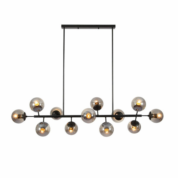 TEKLED
Modern Molecule Style Amber Smoky Opal Glass Globe Gold Black Metal Body Island Chandelier Ceiling Light - Black / Smoky / 8 Globe, 12 Globe or 16 Globe.