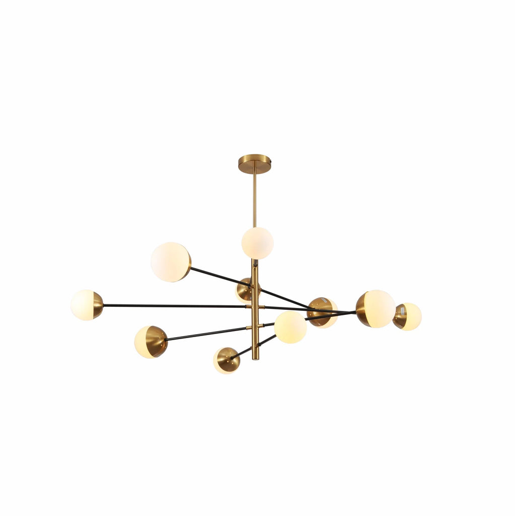 Opal Globe Glass Gold Metal Body Modern Nordic Chandelier Ceiling Light 10xG9s