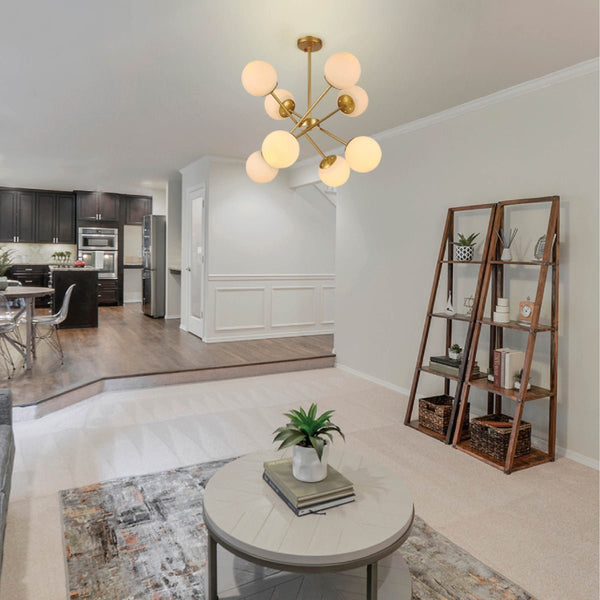 Gold Sputnik Metal Opal Globe Glass Modern Ceiling Light E27 Fittings