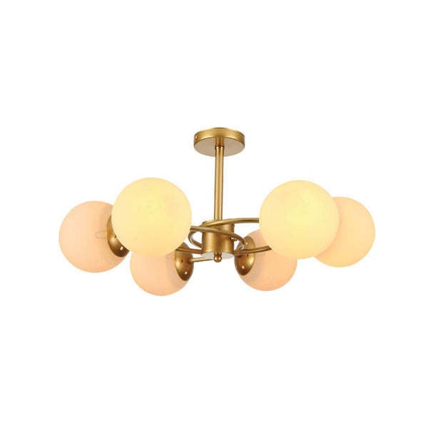 Gold Crescent Body Opal Globe Ceiling Light E27 Fittings