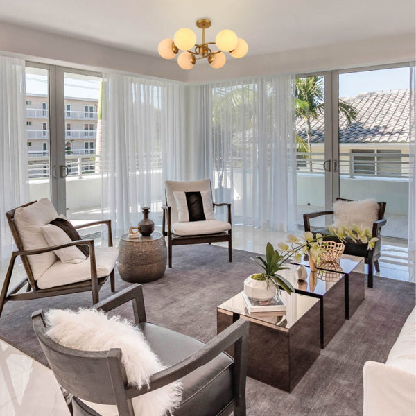 Gold Crescent Body Opal Globe Ceiling Light E27 Fittings