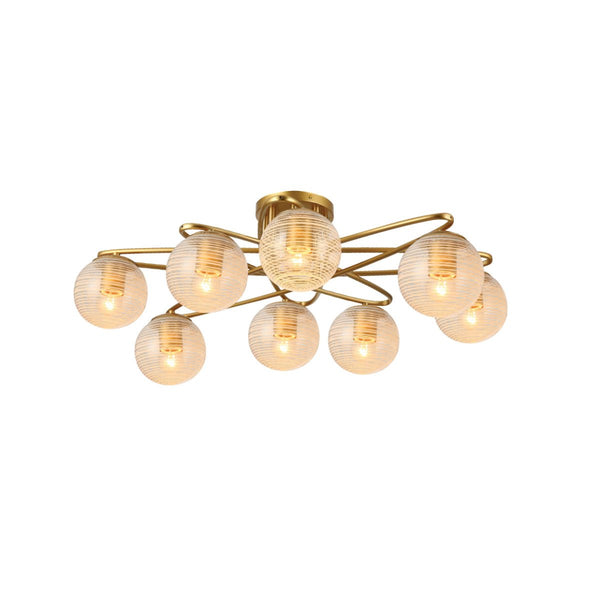 Gold Ellipse Metal Textured Globe Glass Modern Ceiling Light E27 Fittings