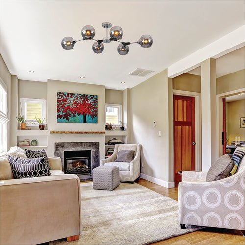 Smoky Barrel Glass Chrome Metal Body Sputnik Modern Ceiling Light E27 Fittings