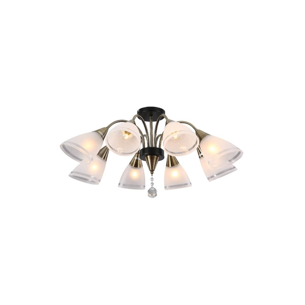 Petal Snowdrop Cone Glass Antique Brass Semi Flush Ceiling Light E27