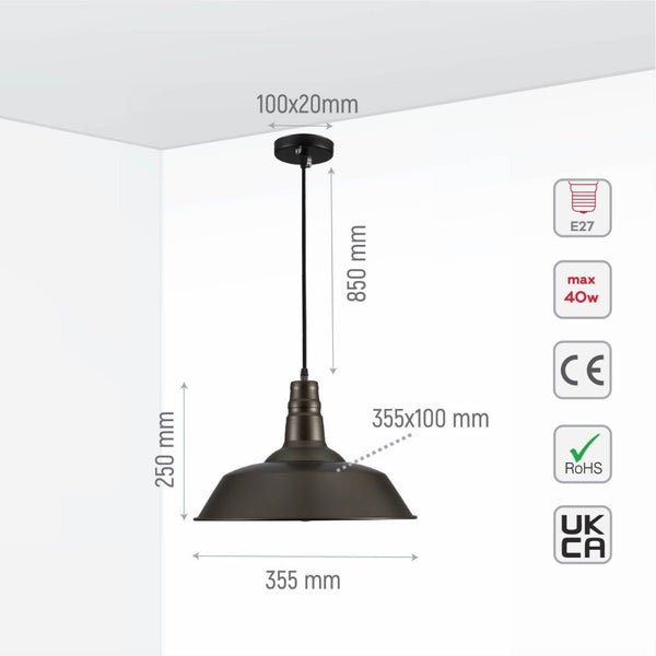 Step Industrial Caged Metal Ceiling Pendant Light E27 Fitting