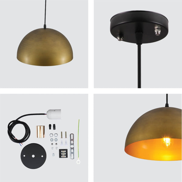 Dome Copper or Brass Finish Metal Pendant Ceiling Light E27 Fitting
