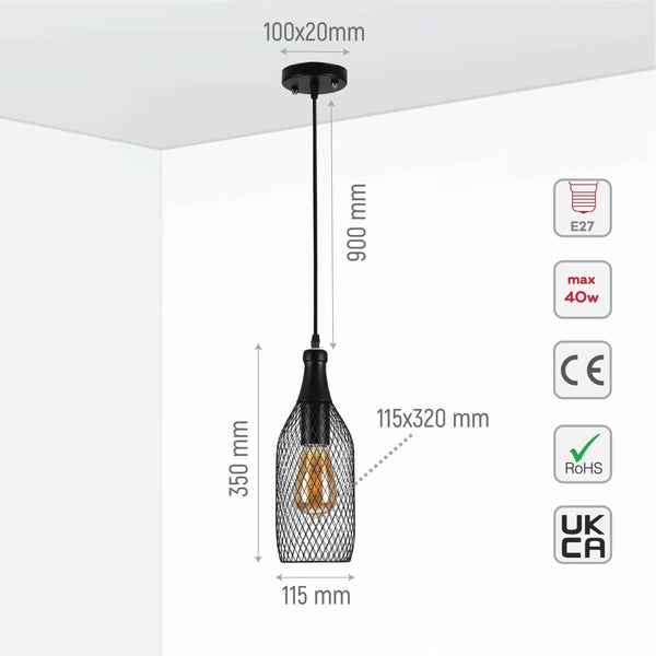 Wire Mesh Industrial Dome Pendant Ceiling Light E27