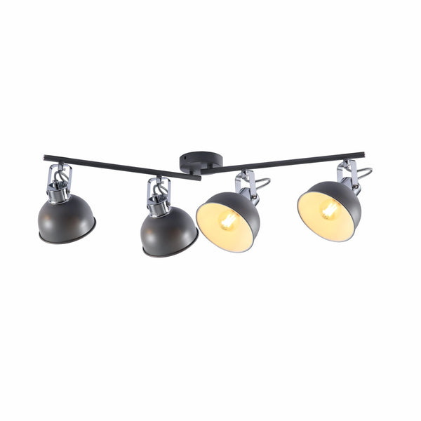 Grey Dome Shade Grey metal Body Ceiling and Wall Light E14