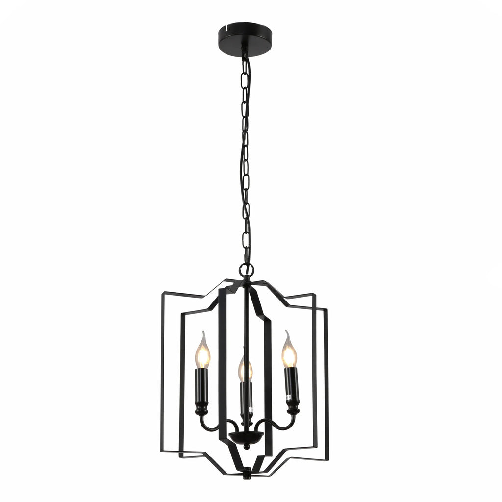 Black Cage Candle Lantern Rustic Nautical Nordic Chandelier Ceiling Light 3xE14 Fittings