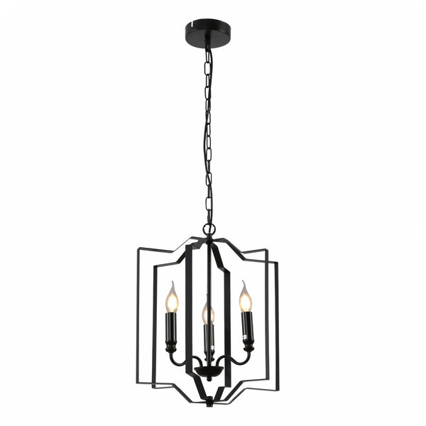 Black Cage Candle Lantern Rustic Nautical Nordic Chandelier Ceiling Light 3xE14 Fittings
