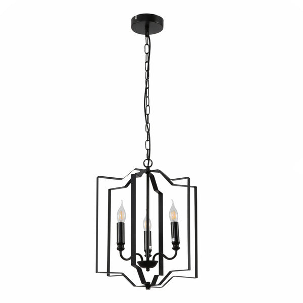 Black Cage Candle Lantern Rustic Nautical Nordic Chandelier Ceiling Light 3xE14 Fittings