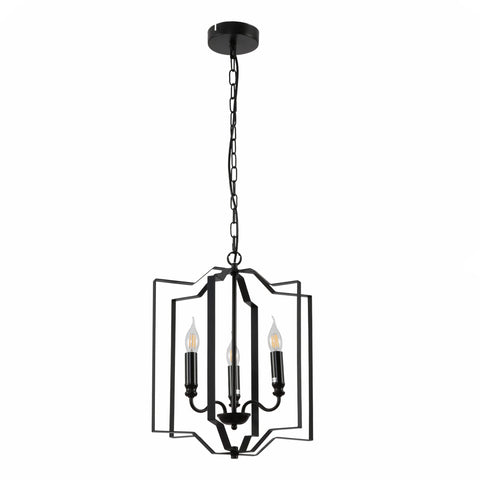 Black Cage Candle Lantern Rustic Nautical Nordic Chandelier Ceiling Light 3xE14 Fittings