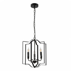 Black Cage Candle Lantern Rustic Nautical Nordic Chandelier Ceiling Light 3xE14 Fittings