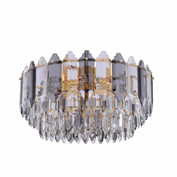 Golden Tiered Radiance Chandelier Ceiling Light with Alternating Crystal Hues