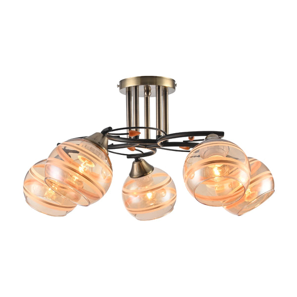 Chrome Metal Partial Mirror Cone Glass Ceiling Light E27