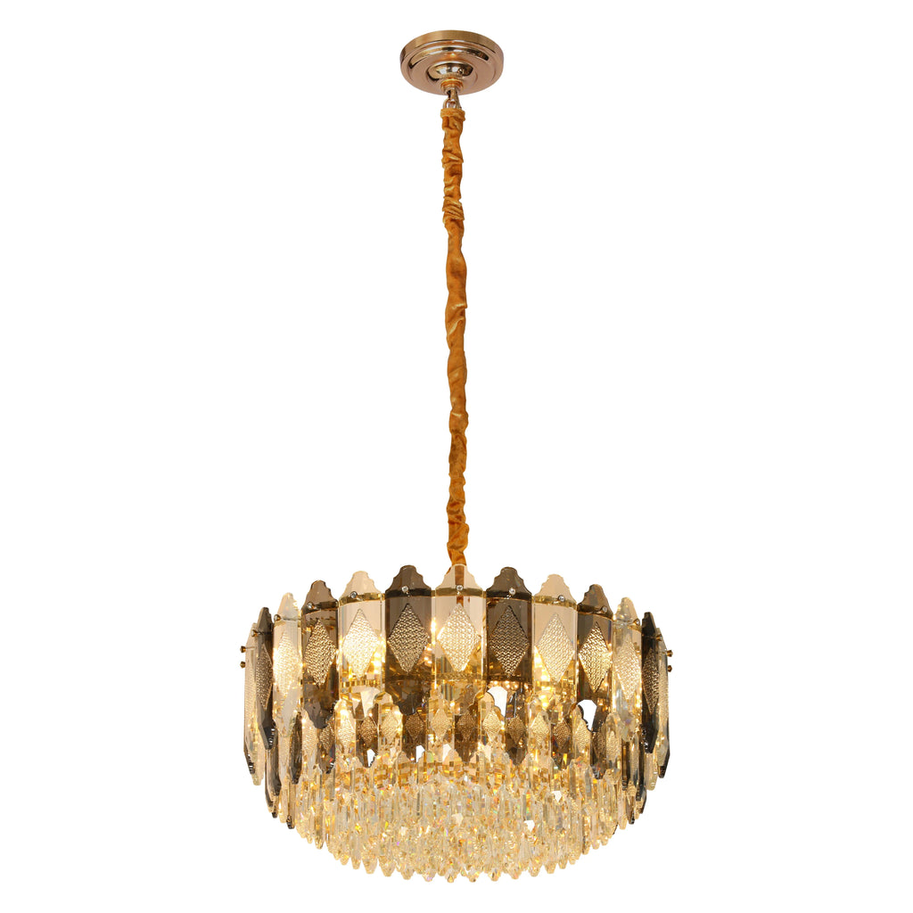 Deluxe Smoky Clear Crystal Modern Chandelier Light Gold