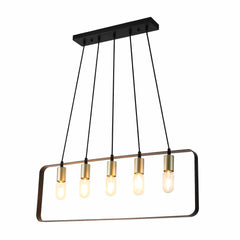 Modern Minimalist 2D Island Chandelier Light Black Gold E27x5