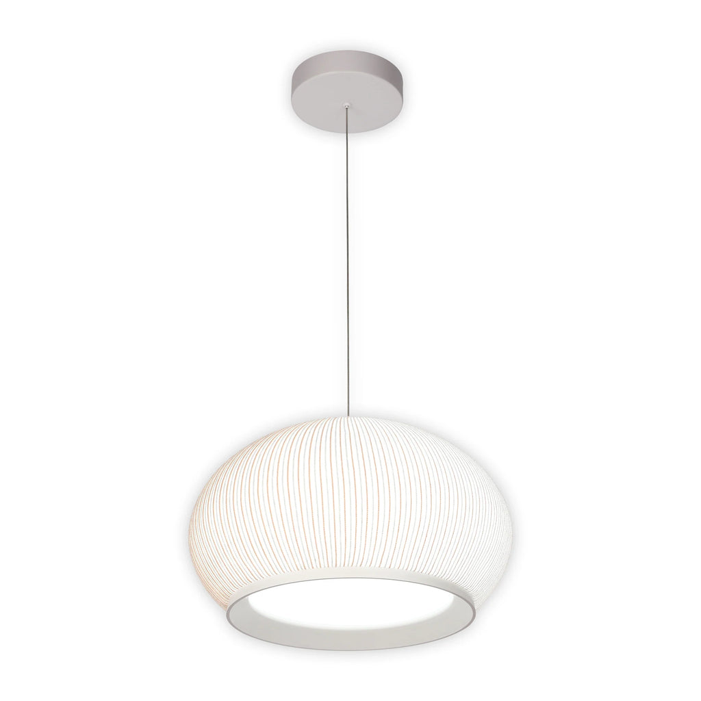White Ribbed Knitted Fabric Pendant Light 470mm Diameter Ceiling Lamp 3000-6000K