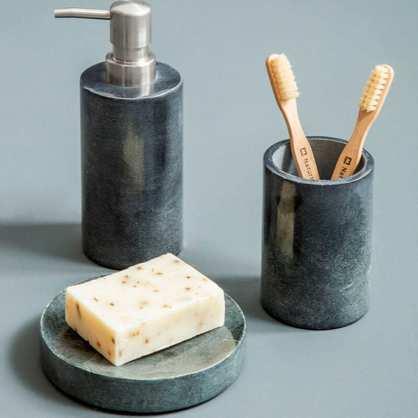 Kamal Dark Grey Marble Effect Soap Dish