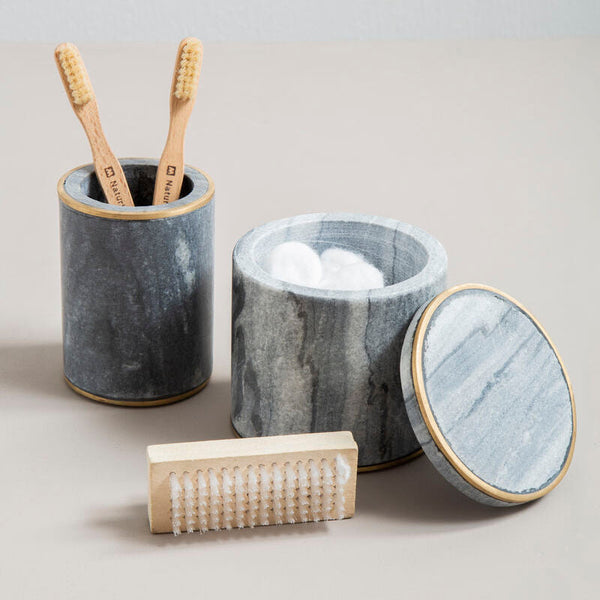 Bosco Grey Marble and Gold Cotton Jar