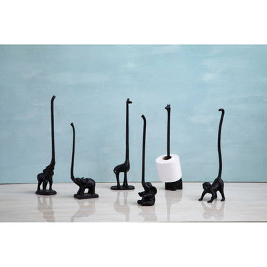Fauna Black Metal Elephant Toilet Roll Holder