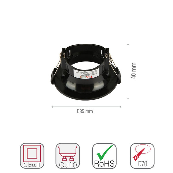 Round Anti Glare Polycarbonate Recessed Fixed Downlight GU10 White or Black