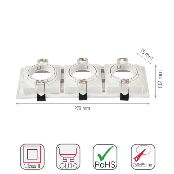 Polycarbonate Rectangle Grill Tilt Recessed Downlight GU10