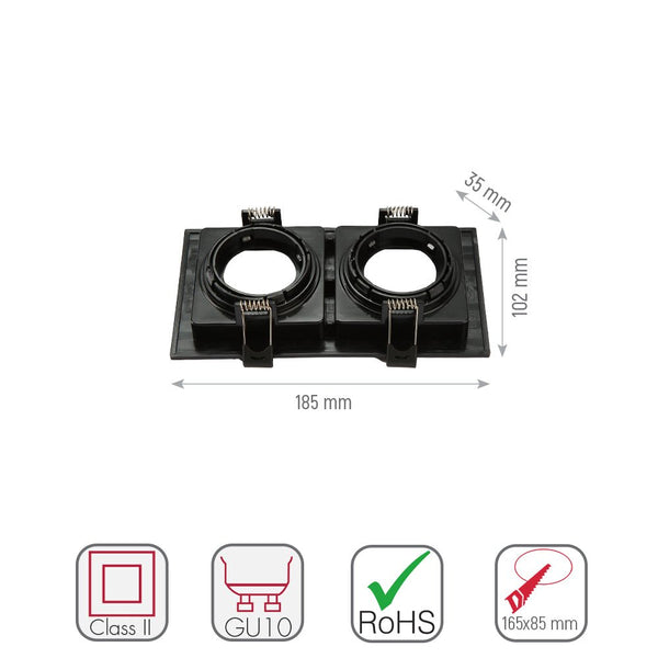 Polycarbonate Rectangle Grill Tilt Recessed Downlight GU10