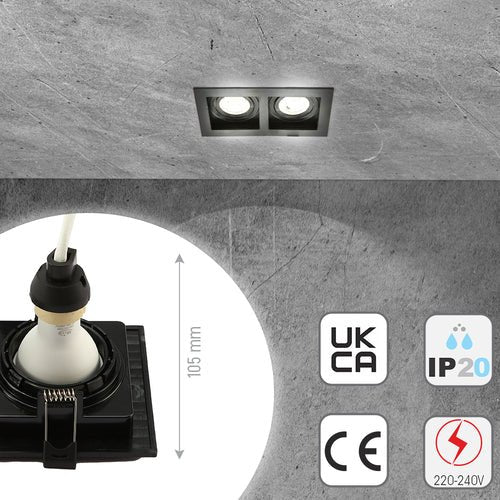 Polycarbonate Rectangle Grill Tilt Recessed Downlight GU10