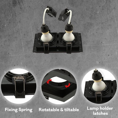 Polycarbonate Rectangle Grill Tilt Recessed Downlight GU10