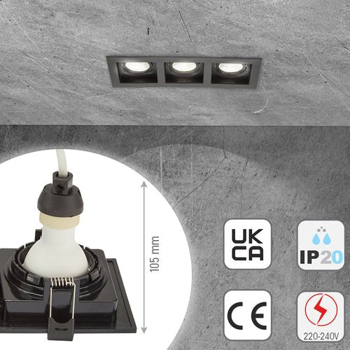 Polycarbonate Rectangle Grill Tilt Recessed Downlight GU10