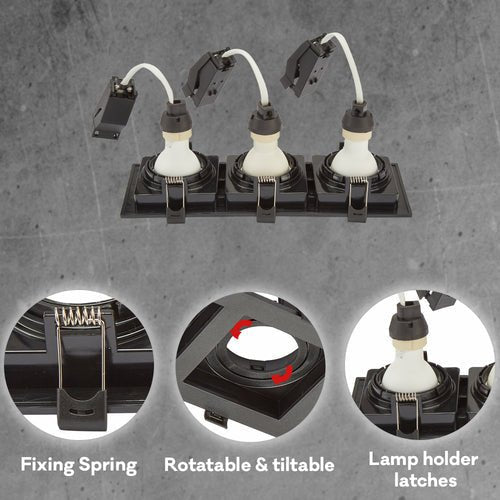 Polycarbonate Rectangle Grill Tilt Recessed Downlight GU10