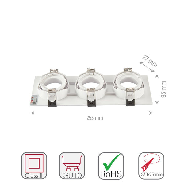 Rectangle Polycarbonate Tilt Recessed Downlight GU10