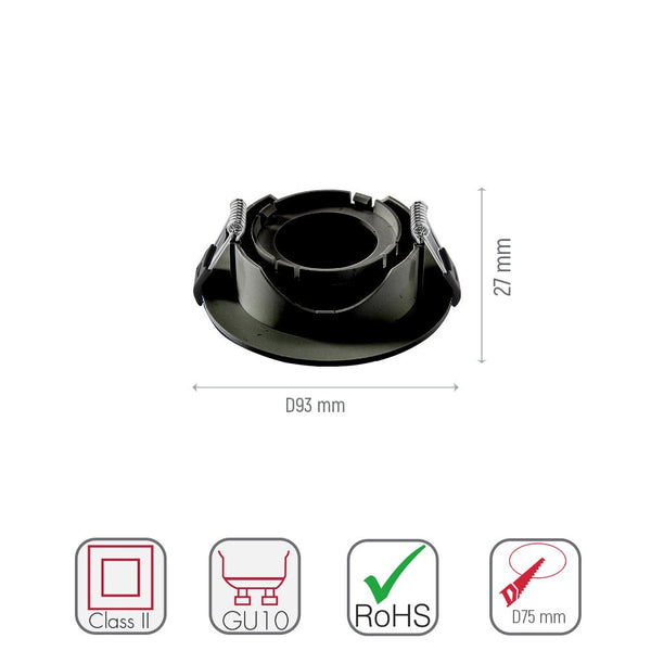 Round Polycarbonate Tilt Recessed Downlight GU10 White or Black