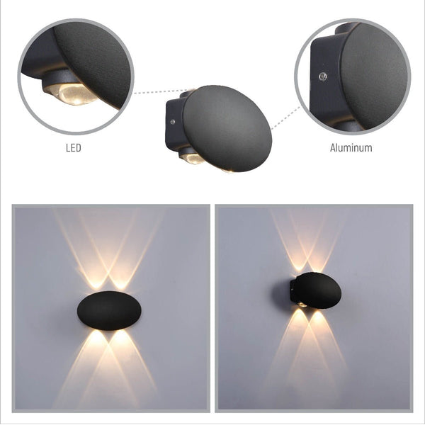 Black Ellipse Up Down Decorative Outdoor Modern LED Wall Light
