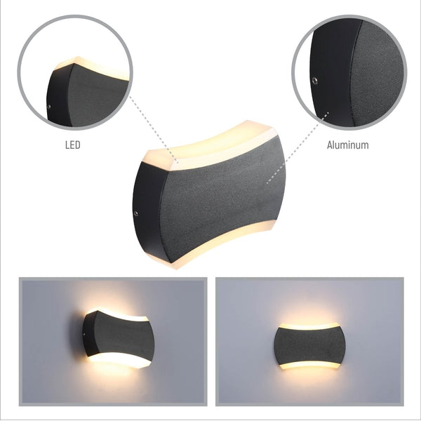 Black Quatro Arc Up Down Outdoor Modern LED Wall Light