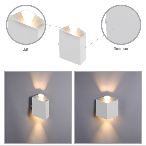 White Cuboid Up Down Outdoor Modern LED Wall Light