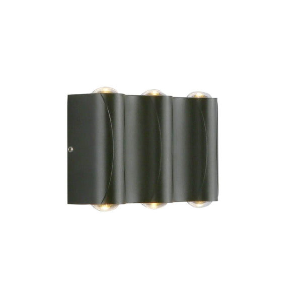 Black Corrugated Up Down Outdoor Modern LED Wall Light