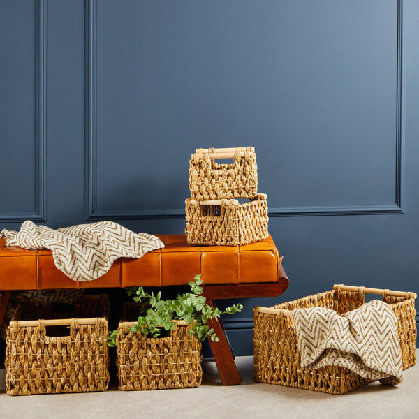 Lidi Set Of 5 Water Hyacinth Storage Baskets