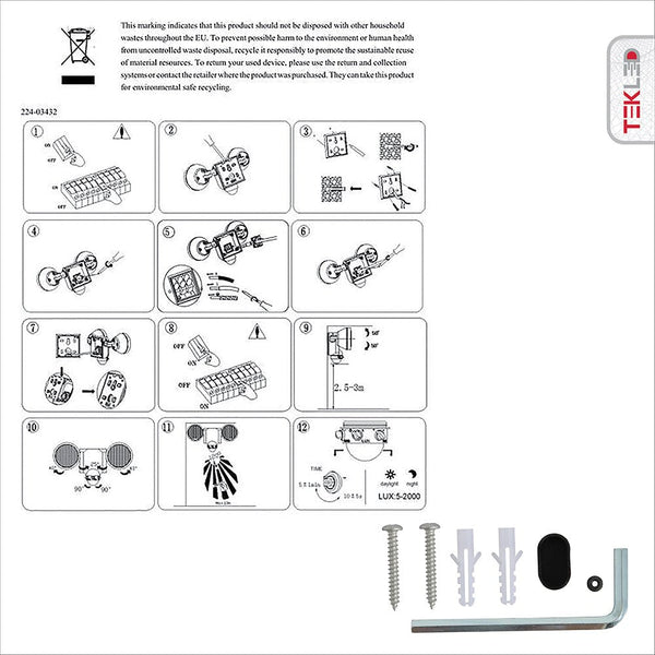 Wall-E Double Head Security Floodlight with PIR Sensor 20W Cool White 4000K