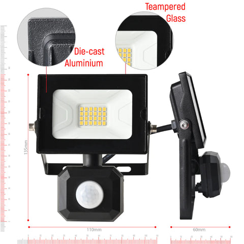 Apollo Security Flood Light with PIR Motion Sensor 4000K Cool White IP65