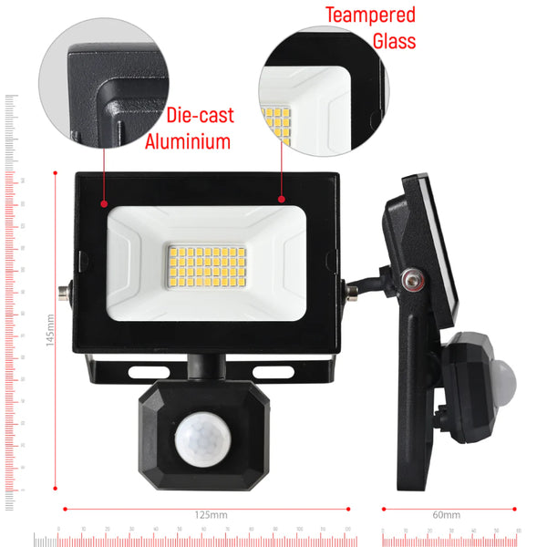 Apollo Security Flood Light with PIR Motion Sensor 4000K Cool White IP65